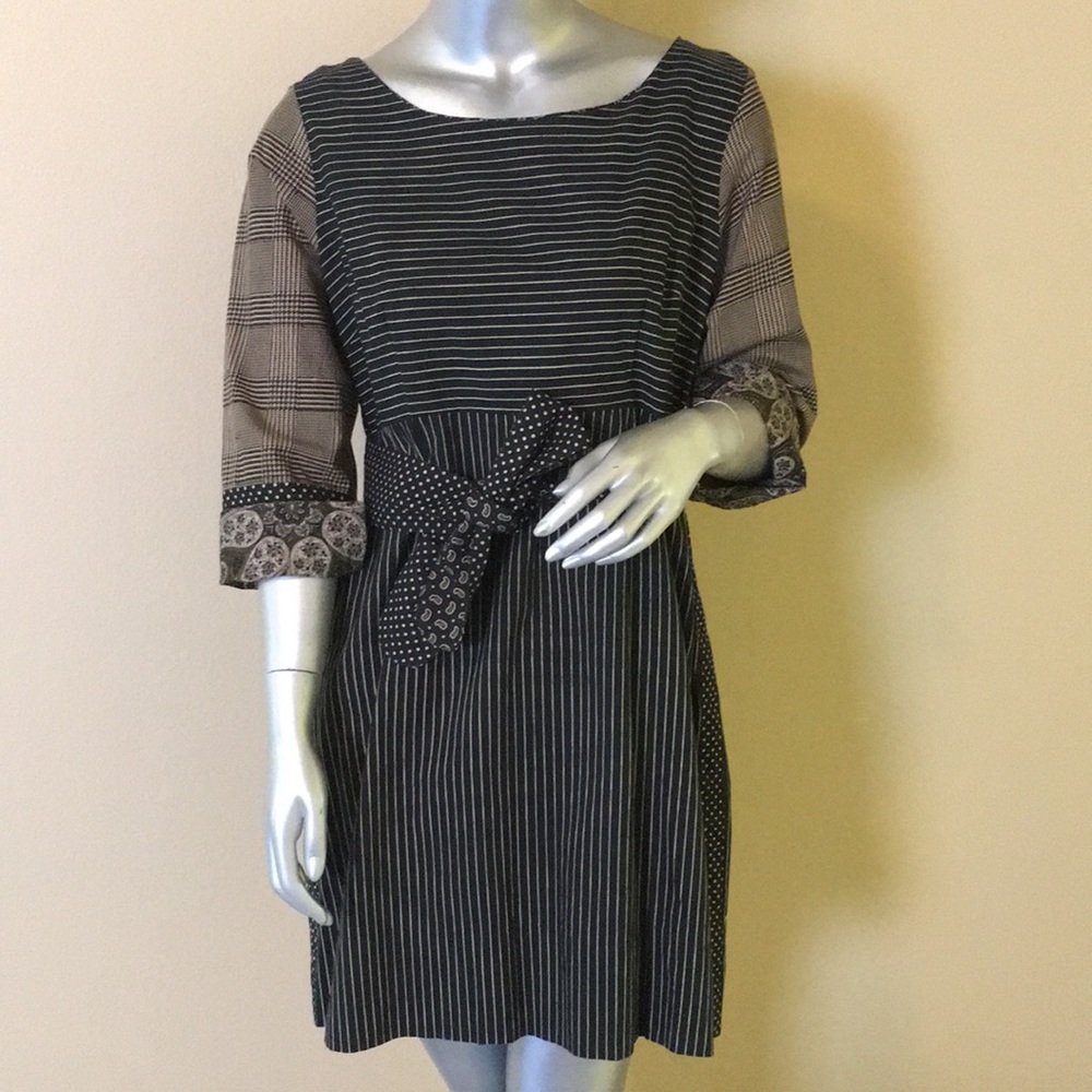 GRETCHEN SCOTT DESIGNS | Mixed Print Dress 3/4 Sleeves